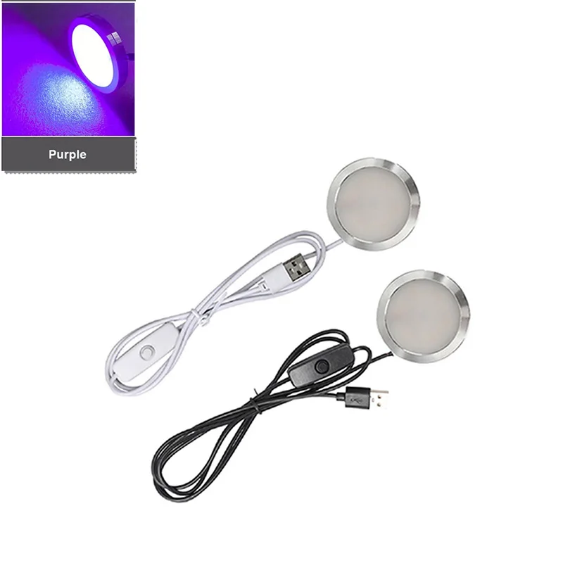 Sliver Shell Ultra Thin 8mm  7colors USB 5V 3W Led Mini Spotlight Surface Mounted  Cabinet Showcase Colors Lamp Red/Green/Blue
