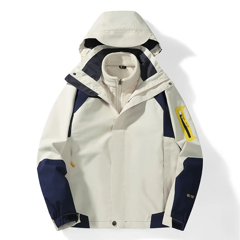 

Hooded Jacket Windbreaker Thick Warm Coat Outerwear Men's Winter Parka Fleece Two-pieces Sets Fleece Linning Parka 3 in 1 Hoodie