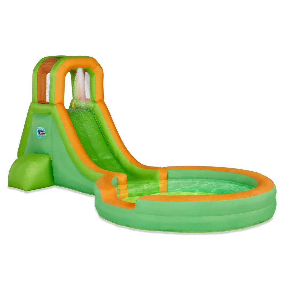 

amp Fun Inflatable Single Ring Water Slide Park HeavyDuty for Outdoor Fun Climbing Wall, Slide amp Deep Pool Easy to Set Up amp