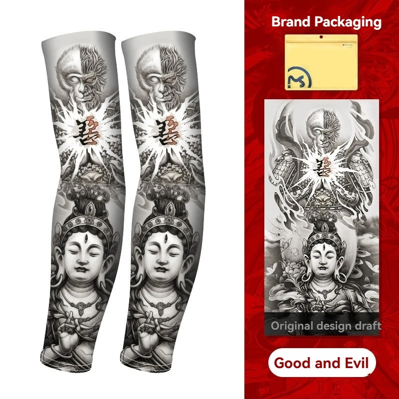 Летние рукава для татуировок, ледяной шелк, гольф, спорт, солнцезащитные, велосипедные, мужские, крутые, персонализированные, для вождения, для женщин, рыбалки, эластичные грелки для рук