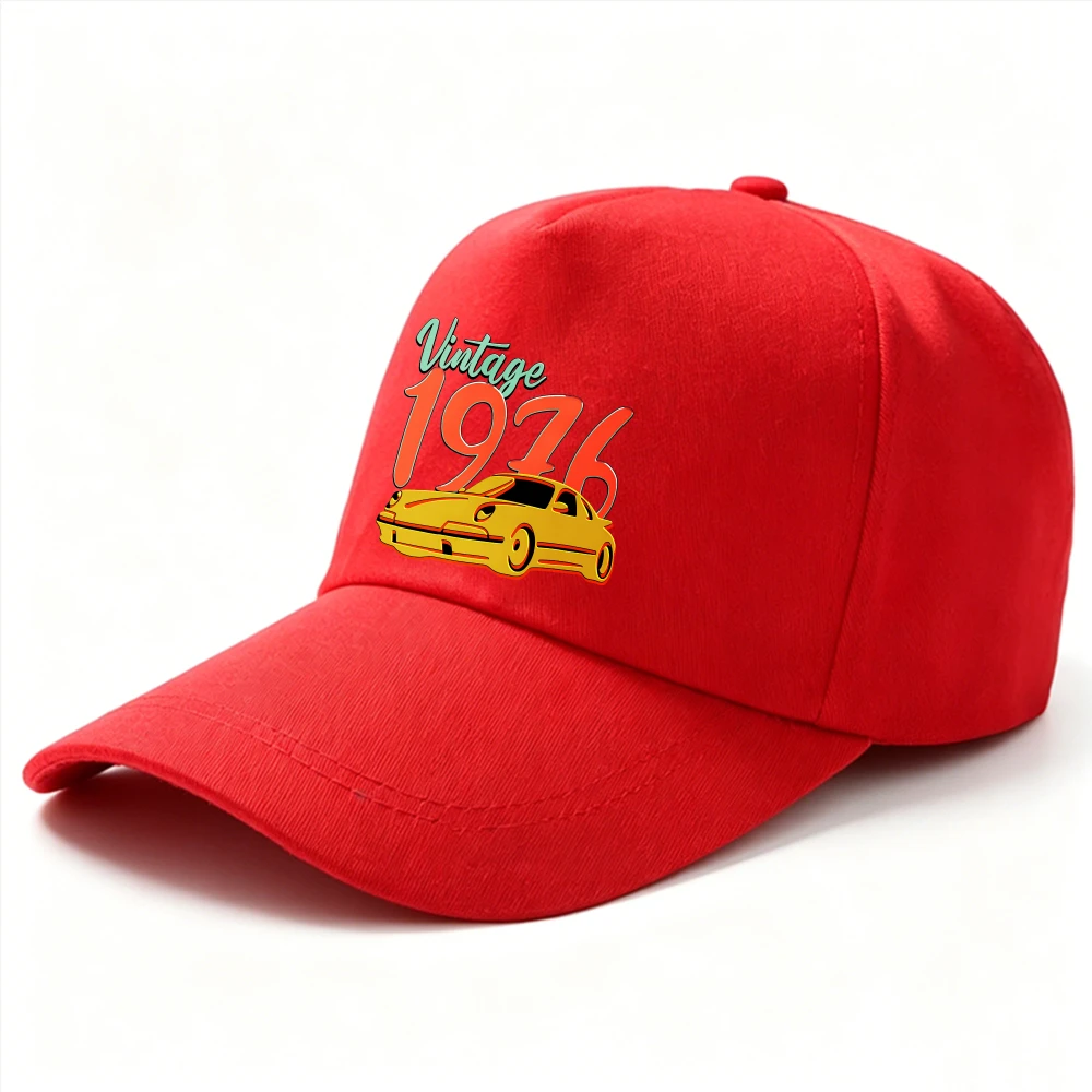 Vintage 1976 Classic Sports Car Graphic Baseball Cap Cotton Dad Hat Retro Automobile Lovers Birthday Gift Casual Driving Sun Hat