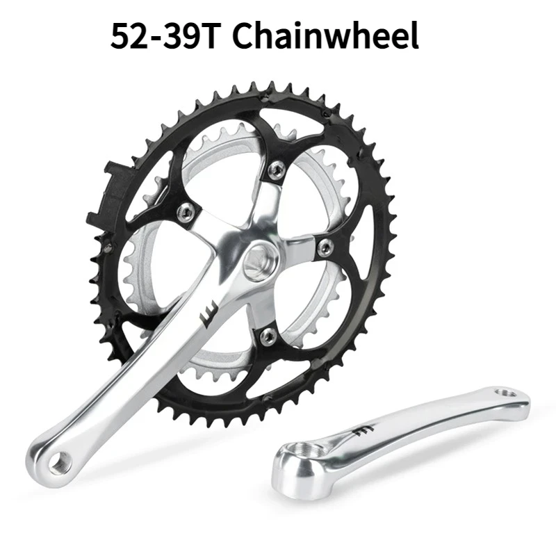 

Bicycle Crankset, Aluminum Alloy Road Bike Crank And Chainring Set, 52-39T Chainwheel, For Road/Folding Bicycles