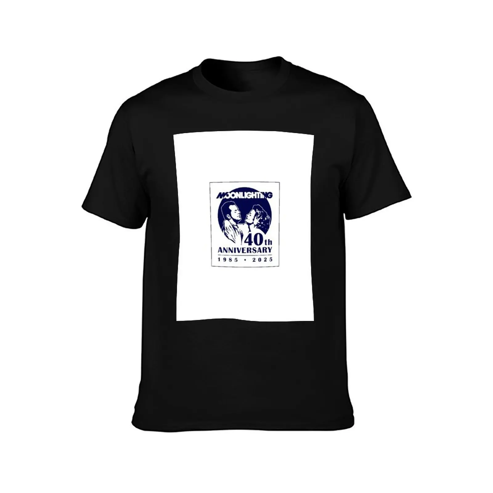 Moonlighting 40th Anniversary - White background T-Shirt Summer Casual Cotton Tee Oversized Streetwear Tops Unisex Men Women