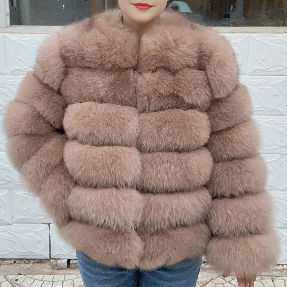 QUEENTINA Winter New Women's Cold Real Fox Fur Coat With Collar Especially Overcoat Leather Female Natural Plus Size 2023 Luxury
