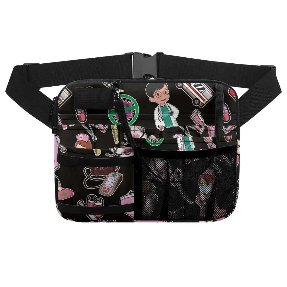 Female Bag Cartoon Nurse Doctor Print Fashion Casual Women's Waist Bag Portable Casual Adjustable Medical Pack Multi Pocket 2023