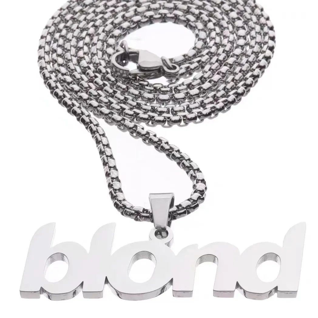 JOInternet-Collier pendentif lettre en acier inoxydable pour hommes et femmes, bijoux hip hop, pull tendance, célébrité, nouveau