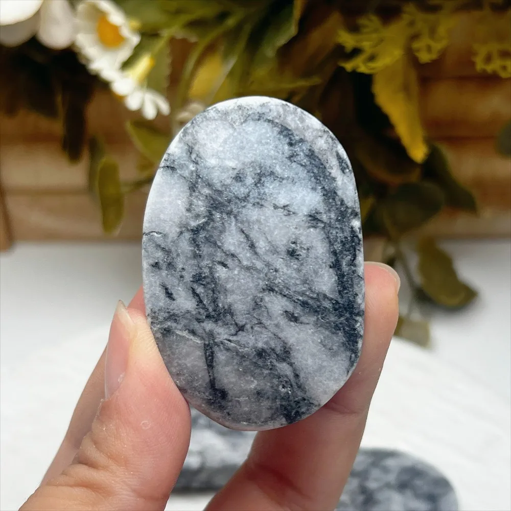 1Pc 50-100g Pinolite Palm Stone Crystal Delivery Patterned Jasper Worry Stone Decor, Holiday Gifts
