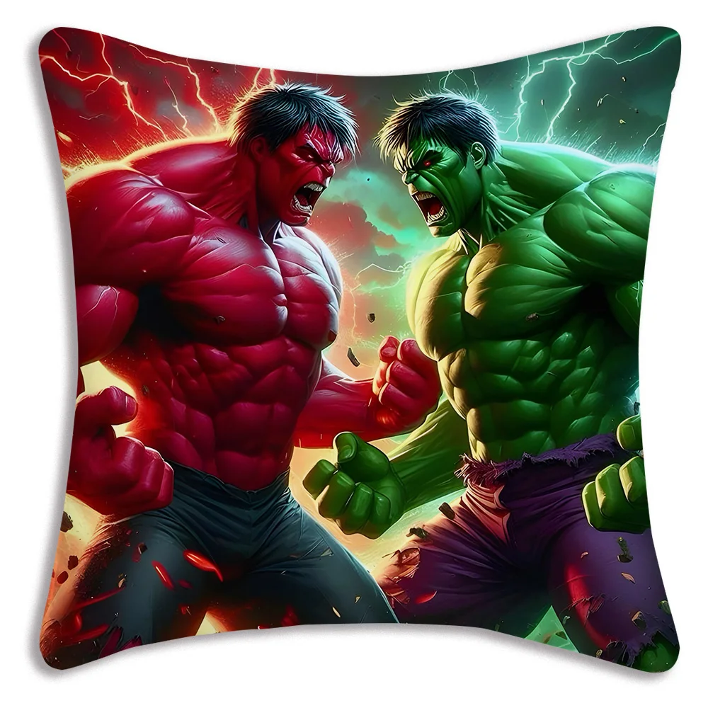 Cartoon The Hulks Pillow Covers Cartoon Sofa Decorative Home Double-sided Printing Short Plush Cute Cushion Cover