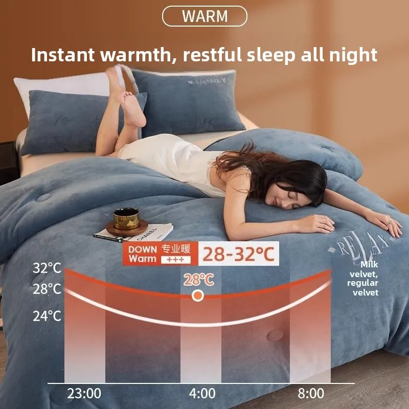 Thickened Milk Velvet Blanket Winter Quilt Student Dormitory Single Spring Autumn Cotton Warmth Extraordinary New 2024