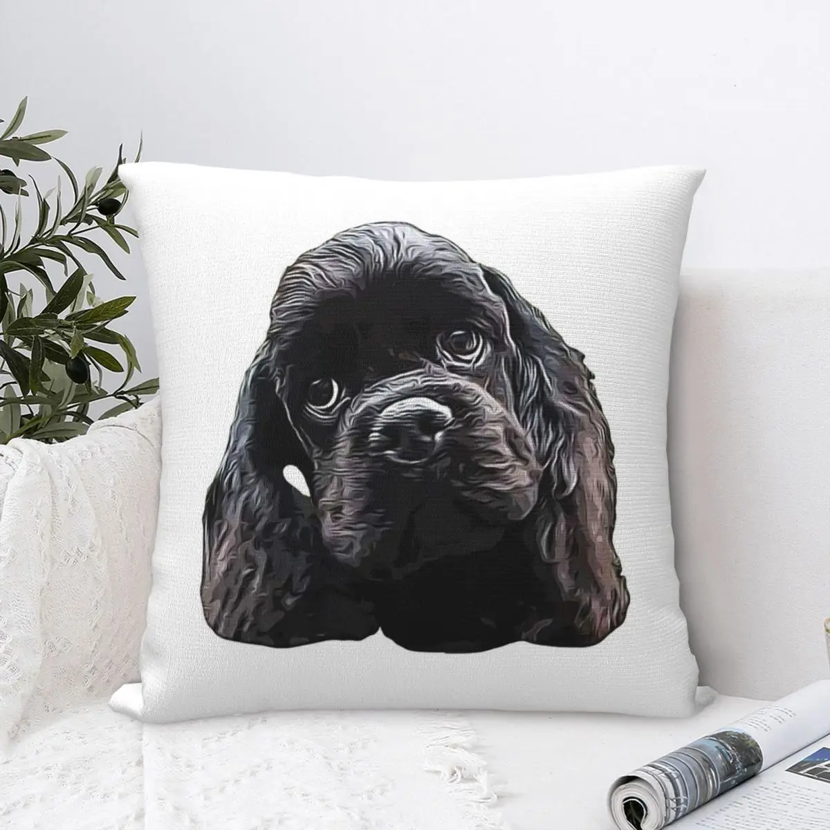 American Cocker Spaniel Cutest Black Dog Pillowcase Cushion Comfort Throw Pillow Sofa Cushions Used for Home Bedroom Living Room