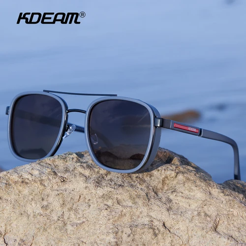 Imagen 1 del producto KDEAM Shield gafas de sol polarizadas para hombre, gafas de sol TR90 de alta calidad, gafas para conducir y pescar con estuche con cremallera