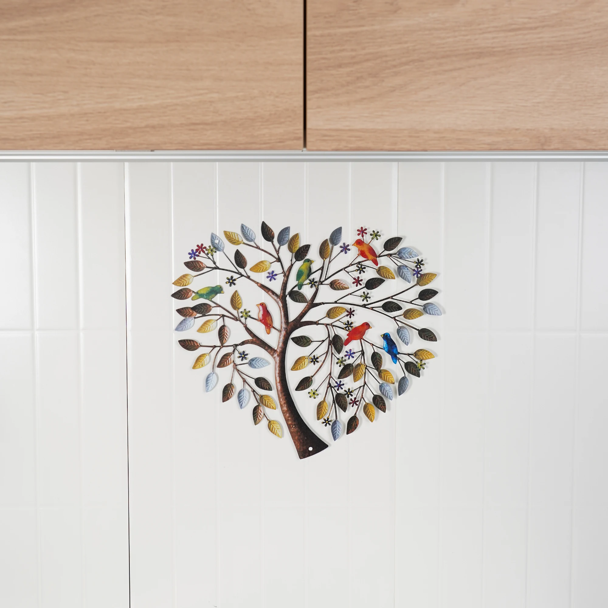 Vintage Metal Heart-shaped Tree of Life Birds Wall Art Hanging Decor Iron Sculpture Garden Living Room Home Party Decoration