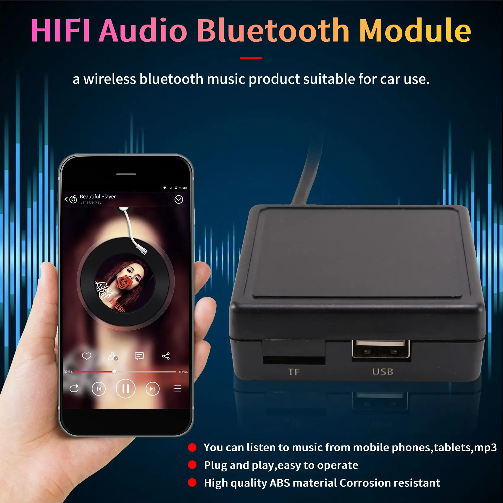 Car HIFI Audio Bluetooth 5.0 Module AUX Microphone Cable Adapter Radio Stereo for C2 307 408 807