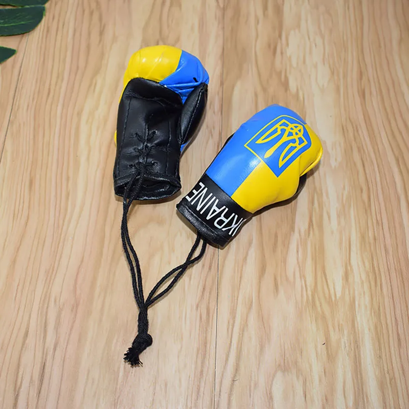 Ukraine National Flag Boxing Gloves Keychains Hanging Pendant Accessories