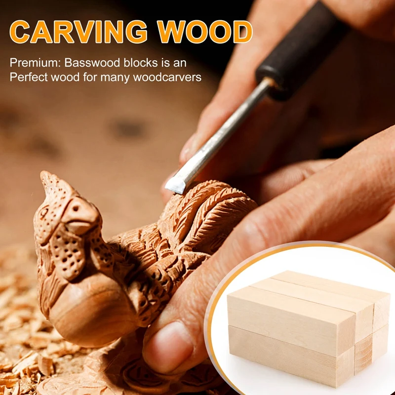 6Pcs Basswood Carving Blocks For Wood Beginners Carving Hobby Kit DIY Carving Wood