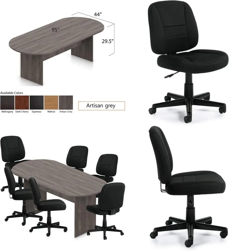 

6T, 8T, 10T Conference Tables with Chairs, Cherry, Mahogany, Walnut, Artisan Grey (8T Set with 6 Chairs, Artisan Grey)
