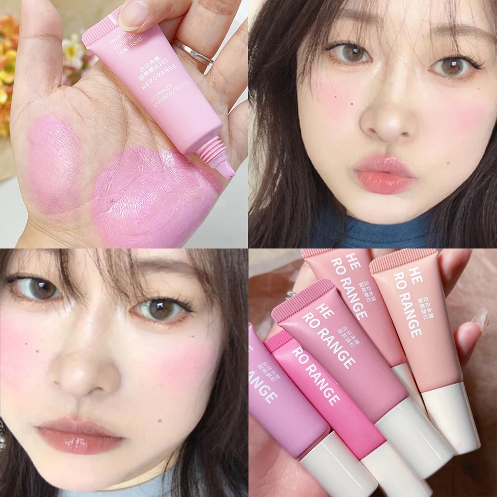 คอนทัวร์ใบหน้าบลัชออนลิควิดกันน้ำ5สีสีชมพูม่วงแต่งหน้าให้ความกระจ่างใสเครื่องสำอางแบบแท่ง Perona riasan และริมฝีปากอเนกประสงค์