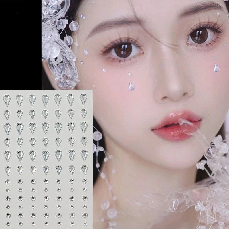 Piedras de Acrílico Autoadhesivas para la Cara, Maquillaje Creativo, Gemas Brillantes en Forma de Lágrima, Decoración para Ojos