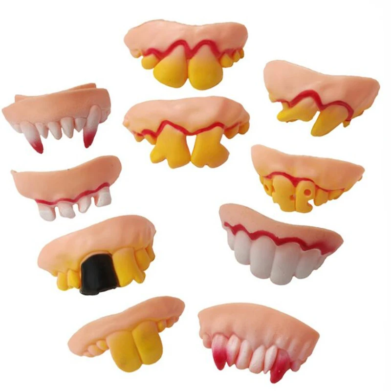 10 pçs/lote Decoração de Halloween Joke Engraçado Dente C Dentes Podres Sacos Do Partido do Vestido Extravagante Criativo Gadgets Prank Brinquedos Horror Engraçado