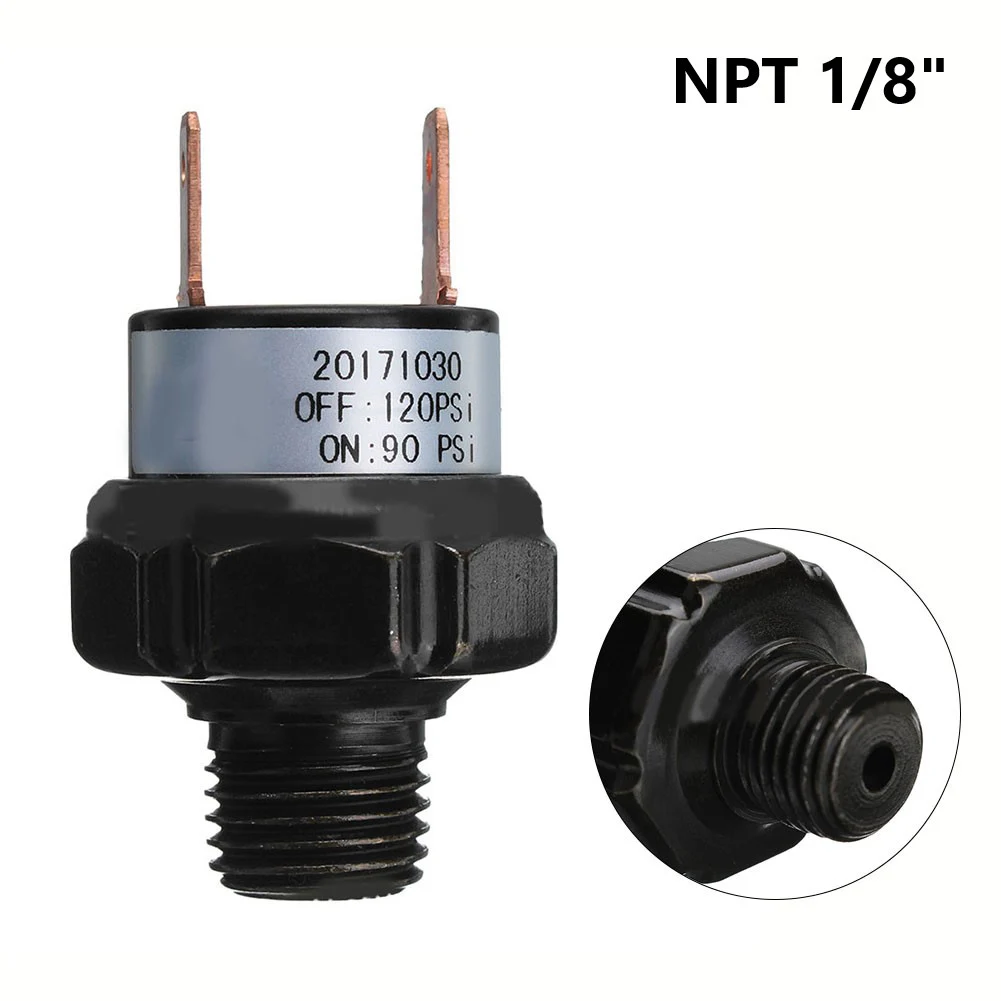 1pc 1/8inch NPT Air Pressure Switch 12V 24V Air Compressor Pressure Switch 70-100PSI/90-120PSI For Air Horns Train Horns