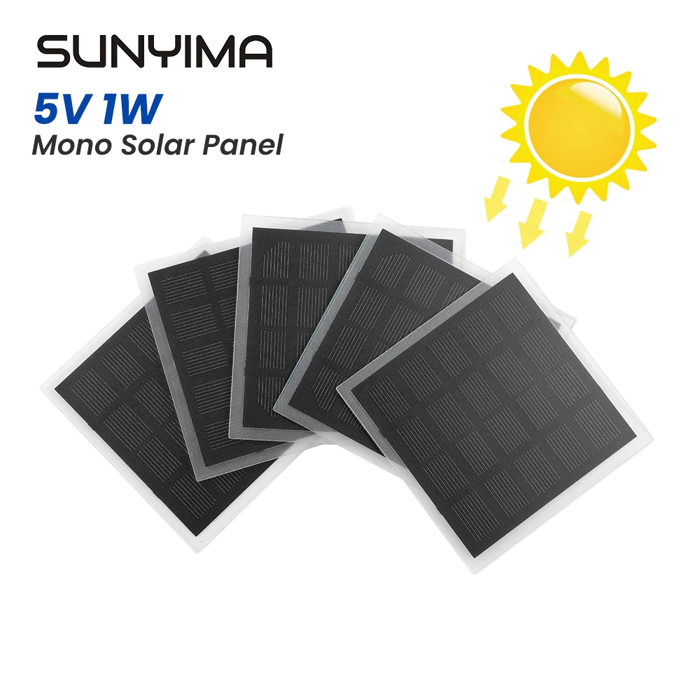 SUNYIMA 5 Pieces 5 V 1 W Mini Solar Cells 3.93 x 3.93 Inches for Solar Energy  Photovoltaic  DIY System Kits