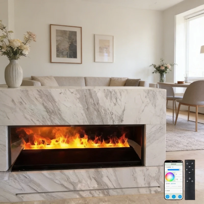 3D Water Vapor Fireplace Recessed,stove Electric Emission Realistic Mist Flame Electric Fireplace Humidifier for Living Room