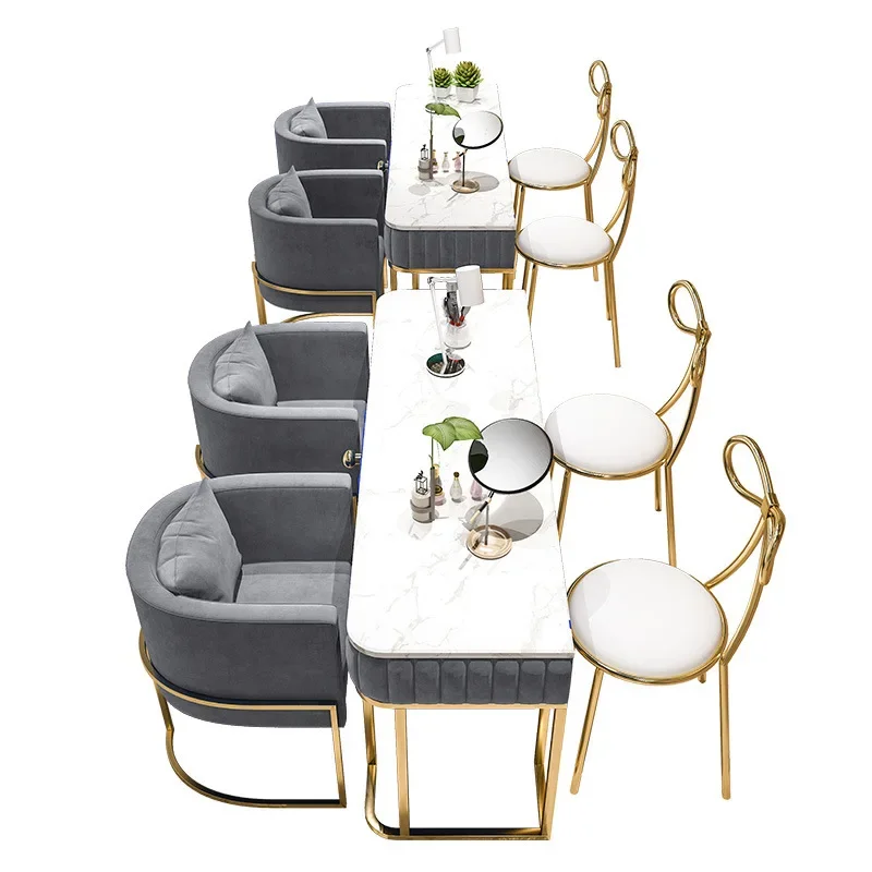 Light luxury marble manicure table and chair set studio double manicure table beauty salon single double workbench