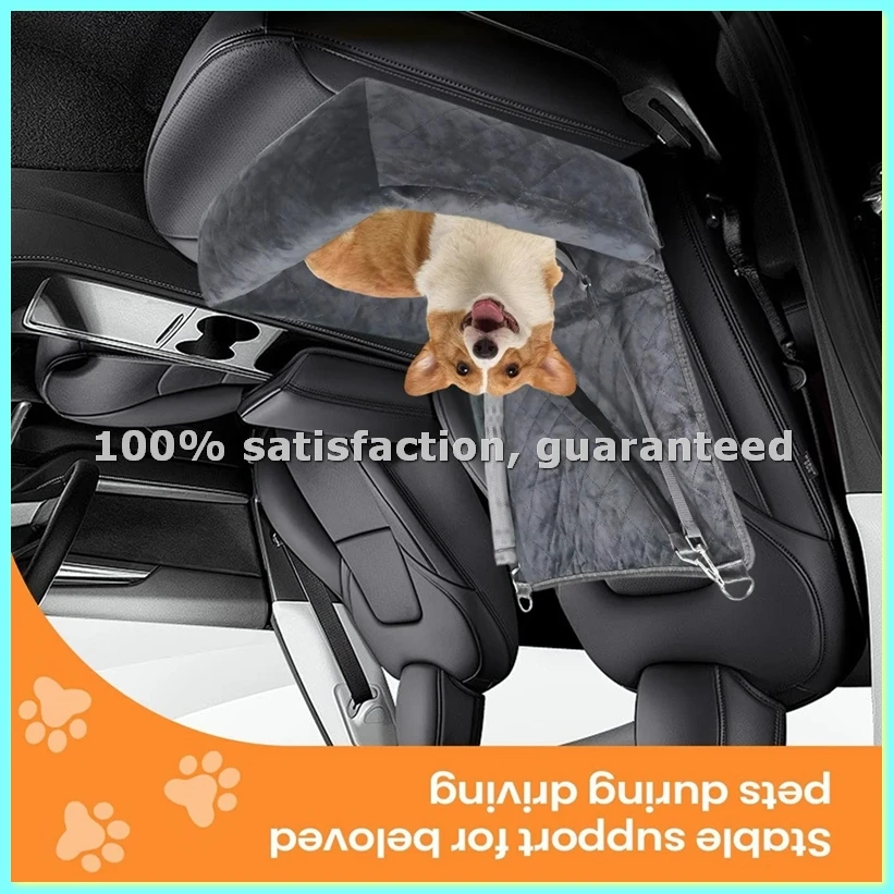 Pet Car Seat Pet Seat with 2 Side Pockets Puppy Automotive Cushion for Vehicle RV SUV Truck Front and Backseat Travel B-AD23