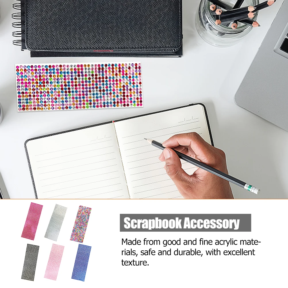 

3PCS Car Sticker Handmade Scrapbook Stickers Acrylic Face Jewels Decorative Labels Easy Peel Stick Multi function Gems