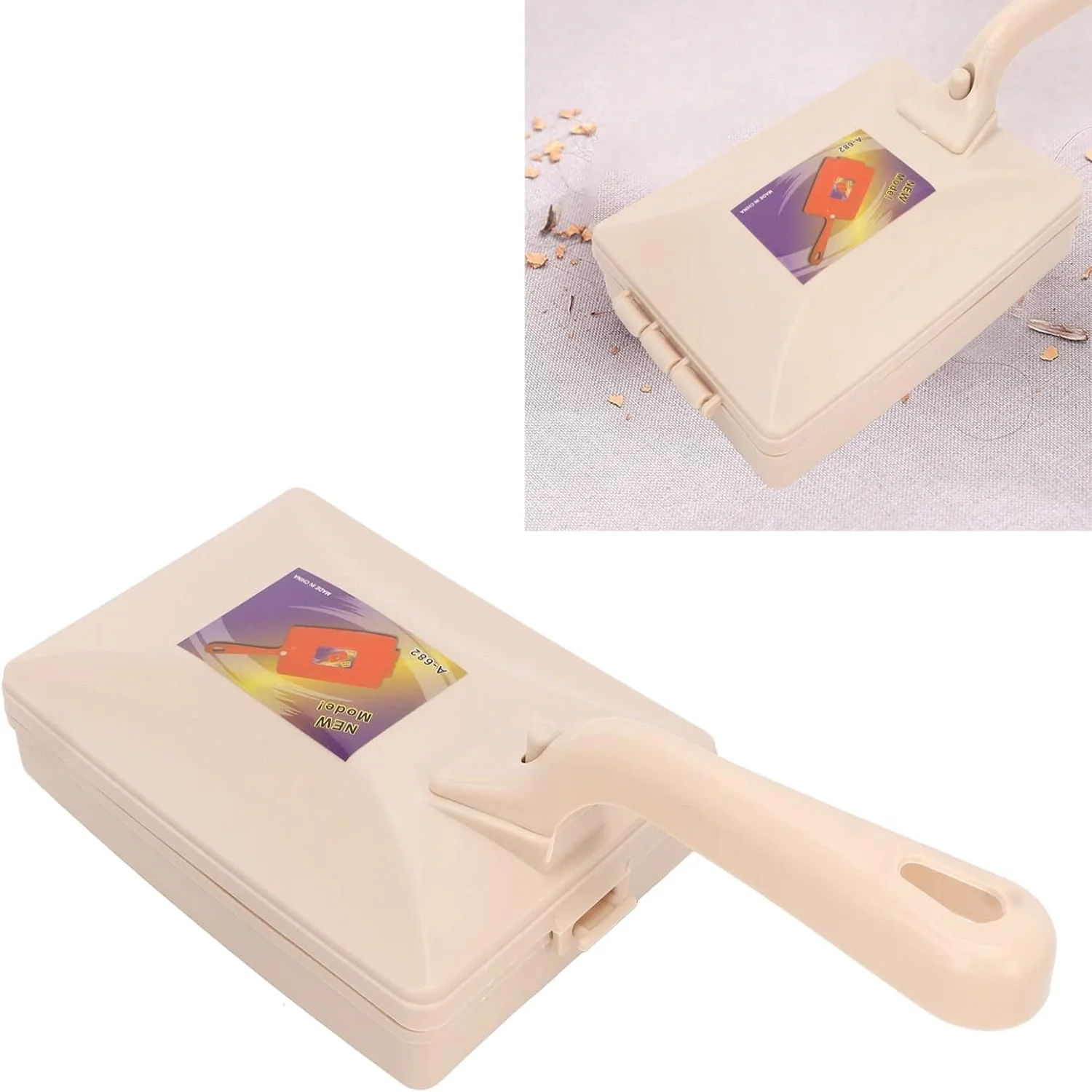 Handheld Tapijtveger, Dubbele Roller Korte Steel Stofreinigingsborstel Handmatige Veegborstel voor Bedkleding Desktop Tapijt Dus