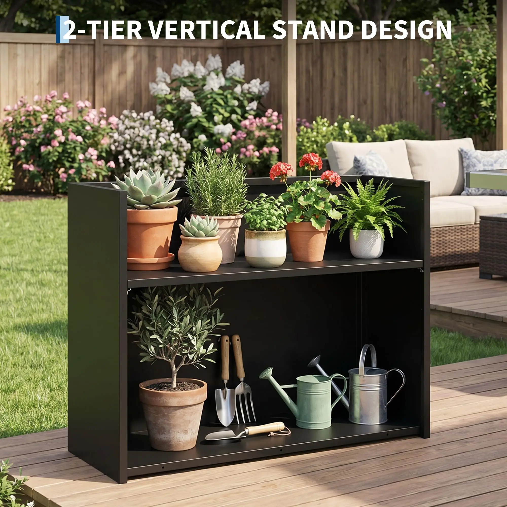 Rectangular Metal Raised Garden Bed Thickened Metal Plate Outdoor Planter For Shrubs With Great Load Capacity Smooth Safe Edges And Flexible Outdoor Arrangement