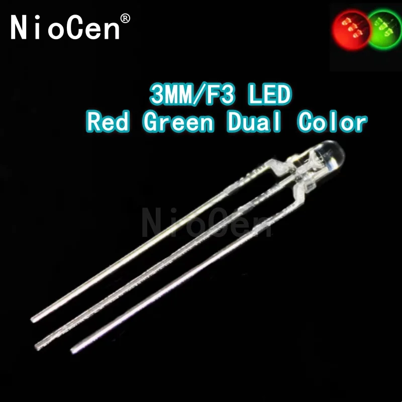 （50pcs）F3 3MM Round Clear / Fog Two Color Common Anode / Cathode LED Red & Green Red & Blue Bi-Color 3 Pins Light Emitting Diode