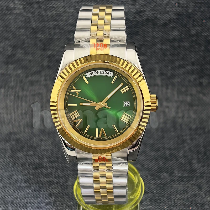 36mm 39mm Men's Automatic Mechanical Date Calendar Water-resistant Watch in Two-Colored Gold Miyota 8285 Movement Sapphire Glass