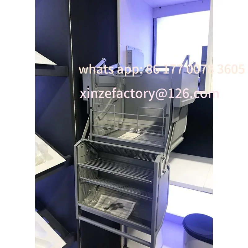 خزانة علوية للثلاجة قابلة للتخصيص، سلة سحب لرفع الجسم المزدوج، خزانة معلقة بطبقة مزدوجة، مطبخ مصعد قابل للسحب #5