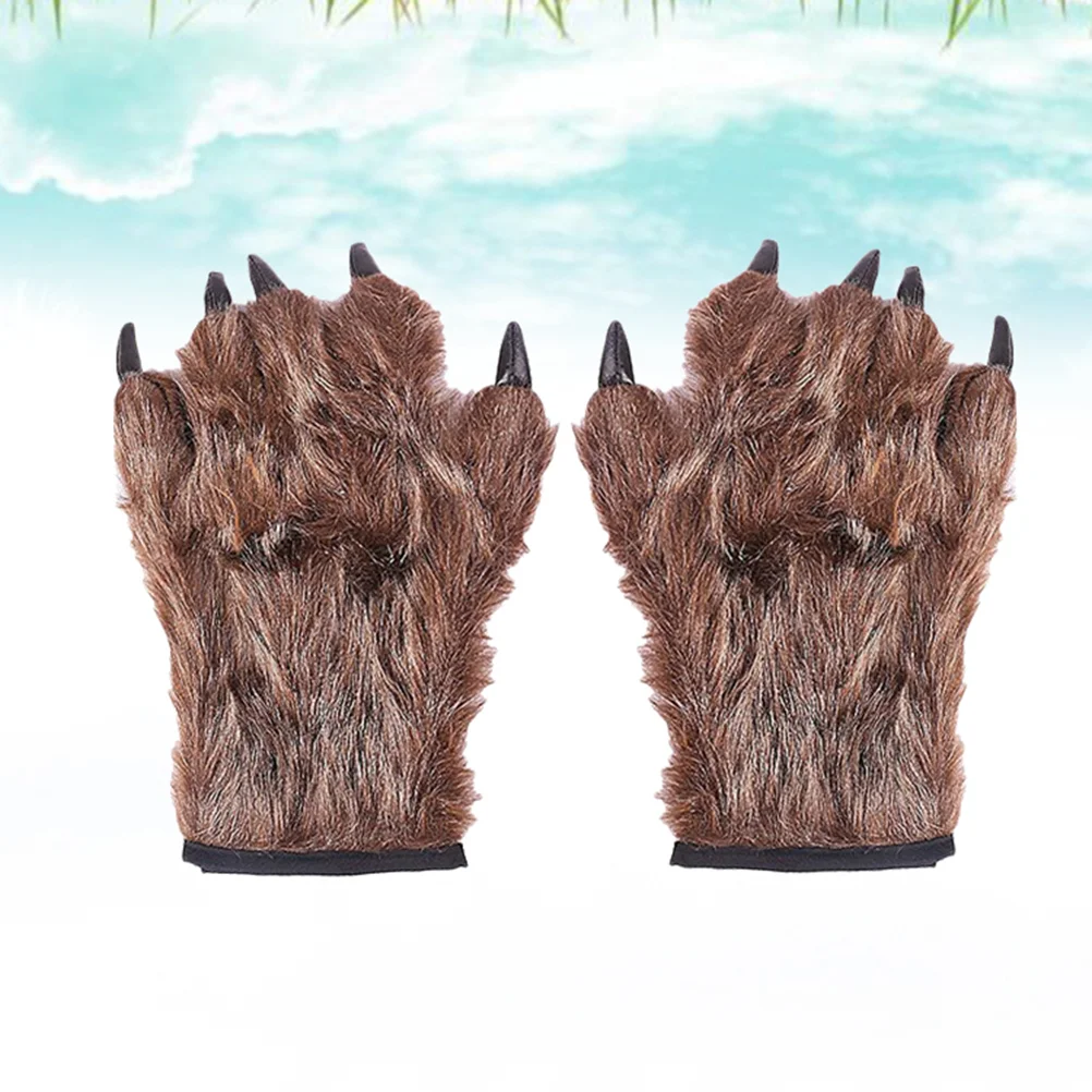 Trajes de cosplay monstro peludo mãos luva lobo luvas compõem design assustador garra