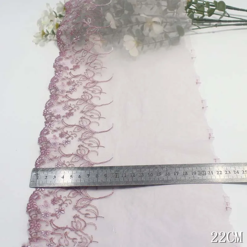 38Yards White Pink Embroidery Lace Trim For Skirt Hem Clothes Sewing Material DIY Apparel Dress Fabric