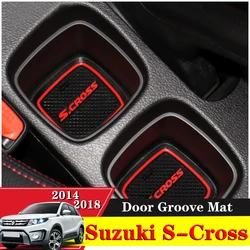 For Suzuki SX4 S-Cross S Cross 2014 2015 2016 2017 2018 Car Cup Coaster Non-Slip Door Groove Mat Interior Decorative Accessories