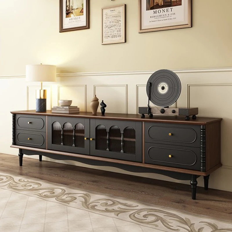 

French-style Vintage Solid Wood TV Cabinet Solid Wood Furniture for The Living Room Floor-standing Storage and Storage Cabinet
