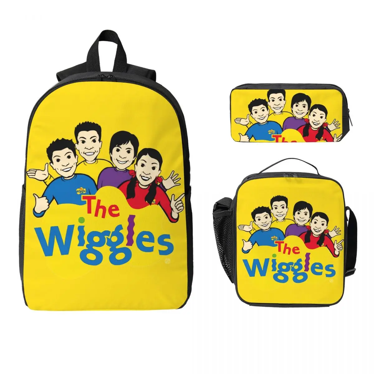 

The Wiggles 3pecs/set Backpack for Teenage High School Canvas Bags Lunch bag Pencil Case