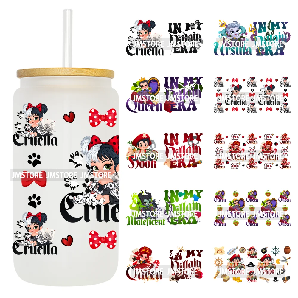 

In My Villains Era Cartoon Queen UV DTF Cup Wrap Ready To Apply Transfer Stickers Waterproof For 16OZ Libbey Glass Can Tumbler