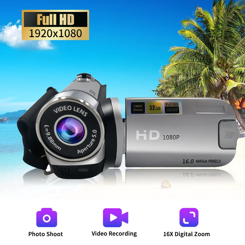 

Digital Camera 2.4 Inch HD Screen 16x Digital Zoom Portable Reversible Screen for Outdoor Viewing Landscapes Concert