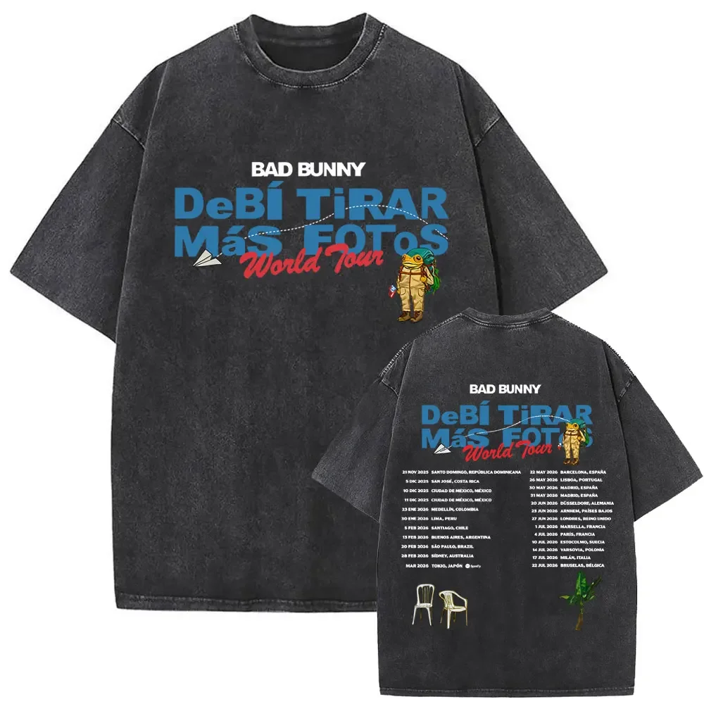 Washed Vintage Rapper Bad Bunny Un Verano Sin Ti Graphic T-shirt Summer Men Women Hip Hop Oversized Street Crewneck T Shirt Tops