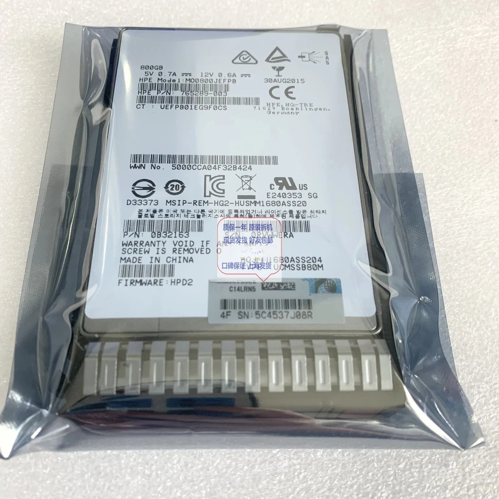 

Для HP 779172 -B21 800G SSD SAS 2.5 12G 780434 -001 765289 -003 Используемый жесткий диск
