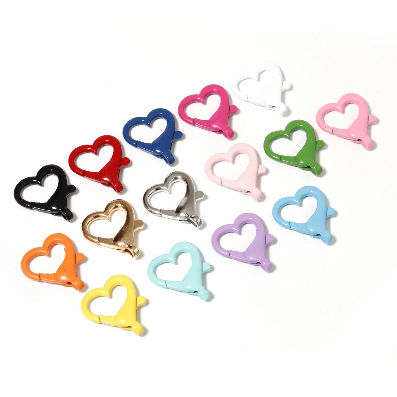 10Pcs/Lot Alloy Lobster Clasps Heart Shape Multicolor Key Chain Sping Buckle for Jewelry Making DIY Key Chains Bag Ornaments