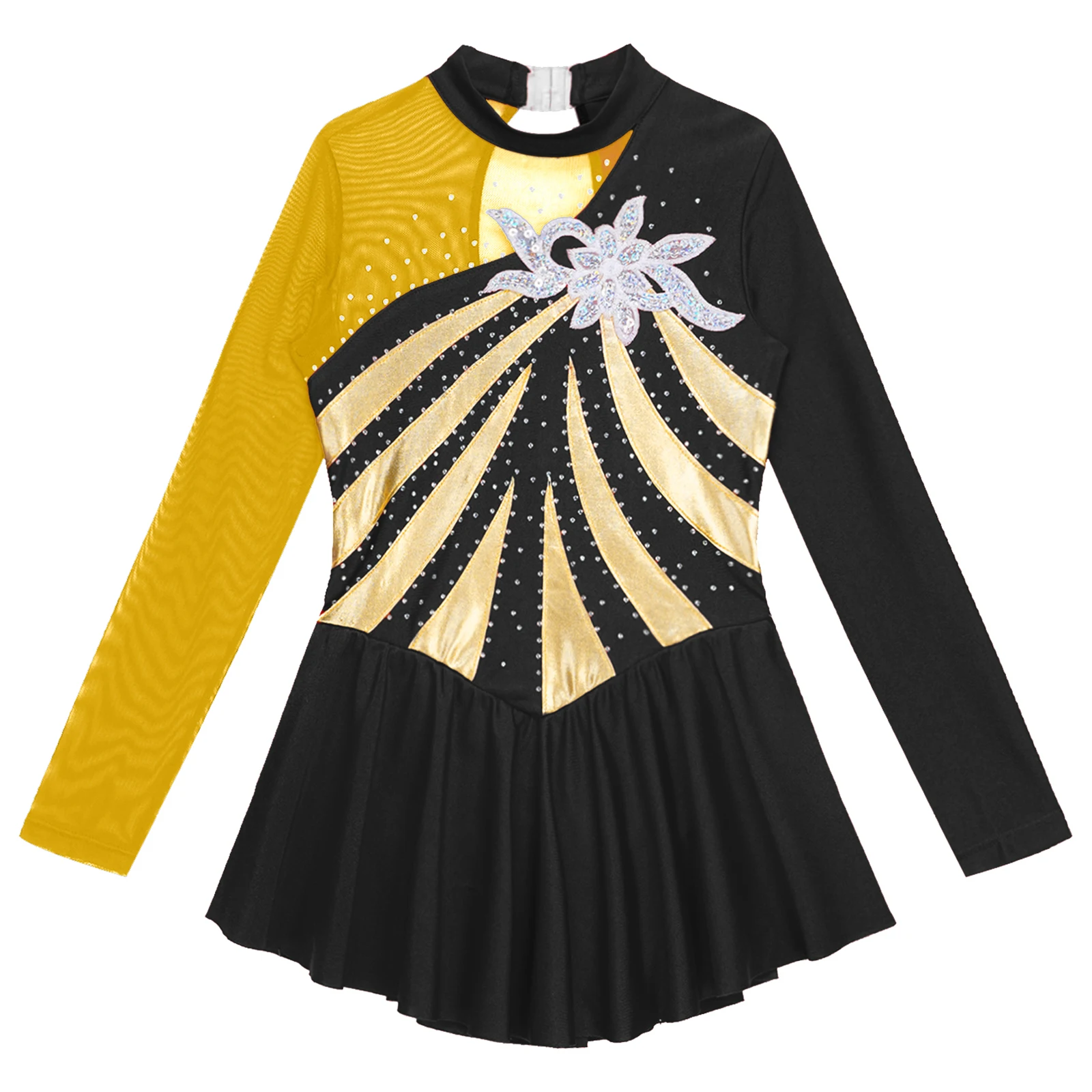 Kinderen Meisjes Glanzende Pailletten Artistieke Kunstschaatsen Kostuum Ritme Gymnastiek Fonkelende Ballet Jersey Lyrische Dans Begrenste Maillots