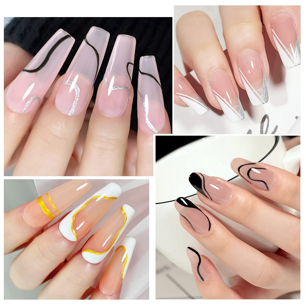 เจลทาเล็บแบบแปรง 5 มล. สำหรับวาดลายเส้น เจลวาดลายเล็บแบบยืดหยุ่นสำหรับงานศิลปะบนเล็บ เจลวาดลายเล็บแบบแช่ UV LED สำหรับออกแบบลายเล็บ