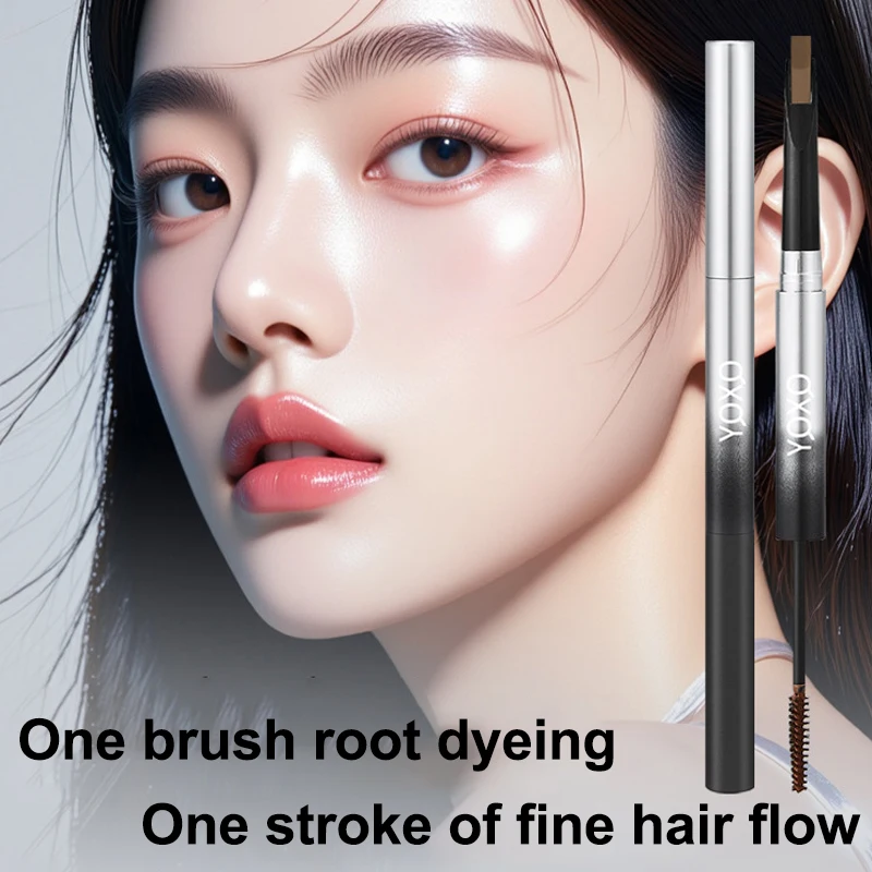 Pomada de lápiz de cejas de 3 colores, doble punta con pinceles para cejas, herramienta de maquillaje de aspecto Natural delgado de larga duración para dar forma a las cejas 3D