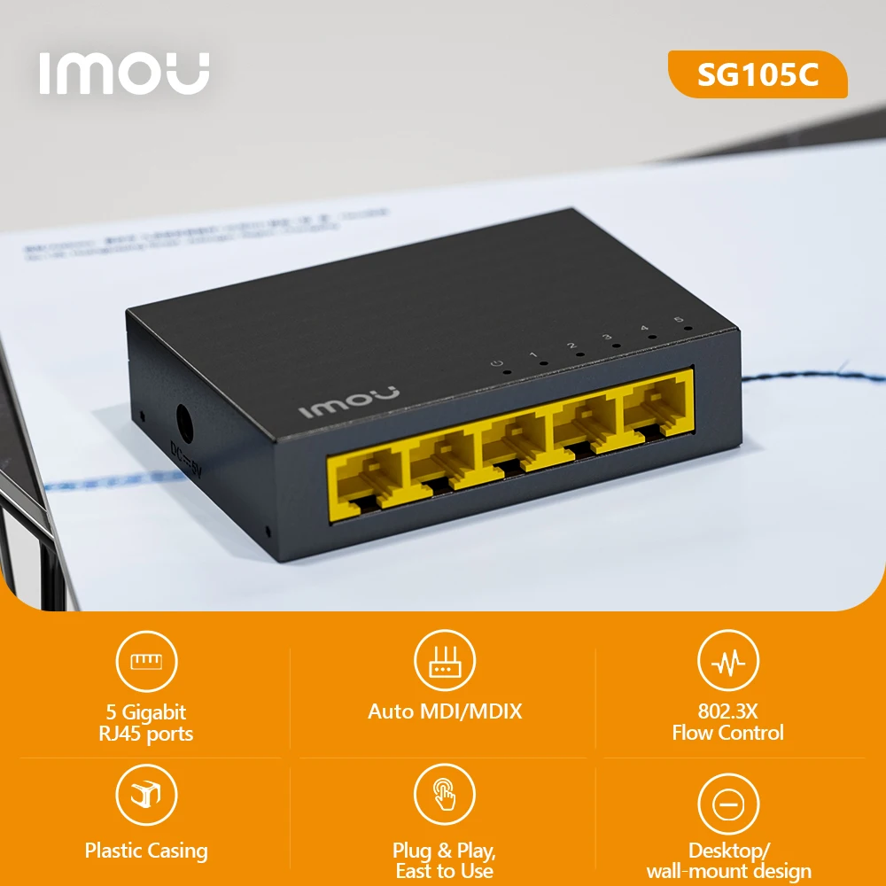 IMOU Gigabit Switch 5/8 Ports 1000mbps Network Switch Mini Ethernet Switch Smart Switcher RJ45 Hub Internet Injector