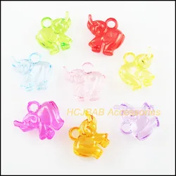 40 New Animal Elephants Charms Acrylic Plastic Pendants Clear Mixed 17.5x19mm