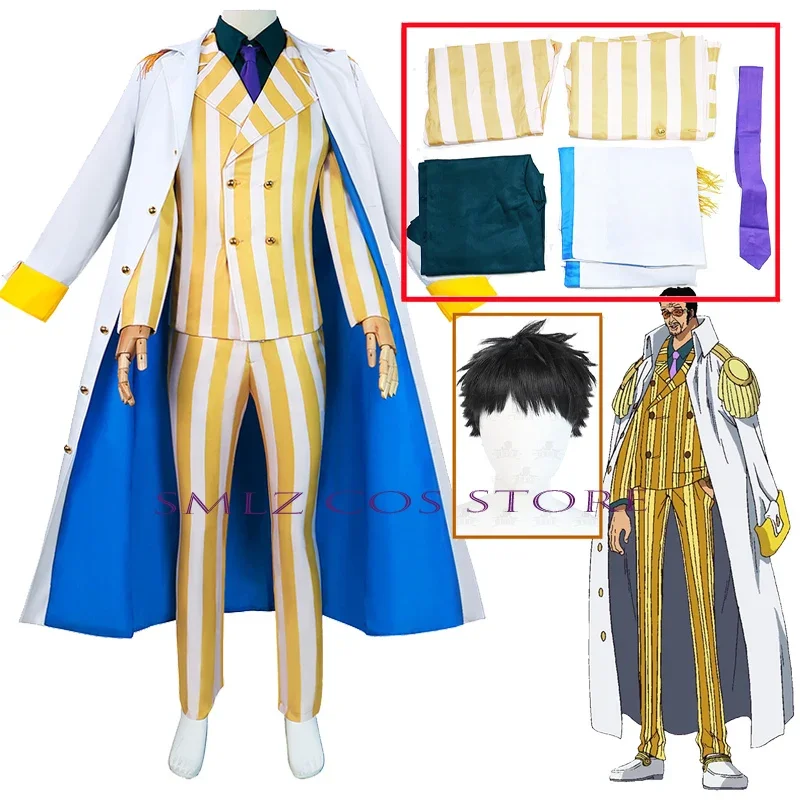 Anime Borsalino Cosplay Costume Admiral Kizaru Cloak And Uniform Suit Halloween Navy General Performance Costumes